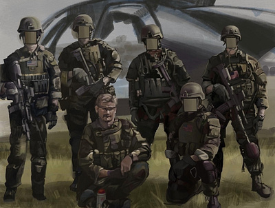 CAG Dudes in Front of a Little Bird 160thsoar 160thsoar army cag delta digital illustration military operator procreate sketch socom sof tier1