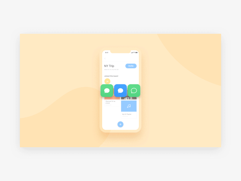 WeTransfer Collect animation app app ui invite iphone x message notification particles pastels send share tap type typography ui vector wetransfer