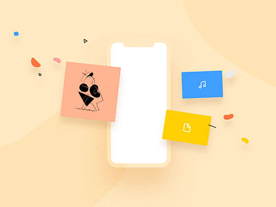 WeTransfer Storyboard Designing animation app composition design file flying illustration iphone x motion particles pastels song squares storyboard