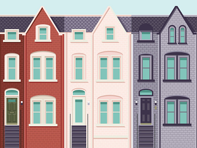 Row Houses / Georgetown / DC america architecture city dc georgetown houses illustration new england rowhouses