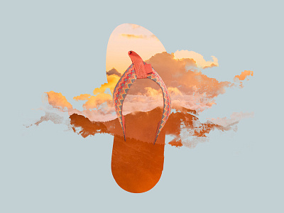 Sandal flipflop landscape mountains sandal shoe sunset