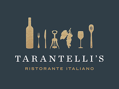 Italian Restaurant brand branding food fork identity italian knife logo restaurant ristorante utensils wine