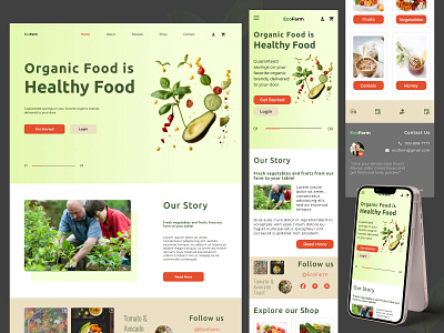 Organic Food Landing Page branding design healthy food landing page mobile app mobile design ui ux