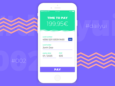 #DailyUi #002 card checkout dailyui ios pay payment ui visa visual design