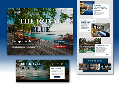 The Royal Blue application blue branding design figma home page hotel hotel website illustration landing page logo royal ui ux