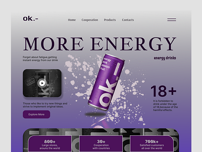 OK Energy Drink Web Page 3d analytic dashboard animation branding creative dashboard design design favori followme galery graphic design illustration inspiration moderns motion graphics ui ux vector web app website