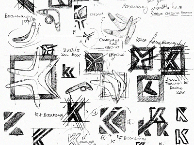 K + Boomerang logo sketch