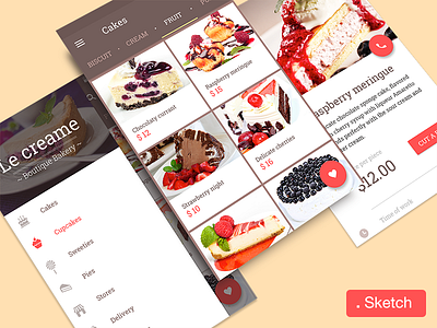 Sweet cakes android app cakes chocolate creme cupcakes lollipop material design sketch sweet ui ux