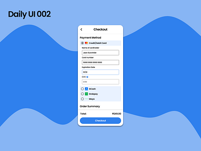 Daily UI 002 Credit Card Checkout app dailyui design ui ux