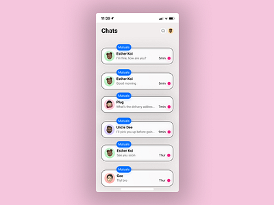 Mobile chat list app design ui ux