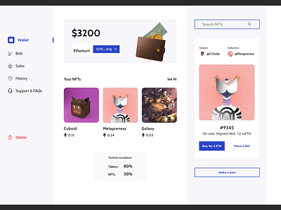 NFTs trade app design ui ux