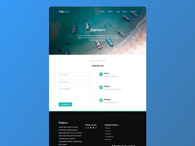 Travel Website Contact Page Design