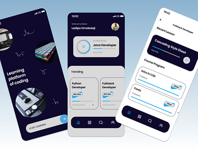 Coding learning app branding graphic design ui
