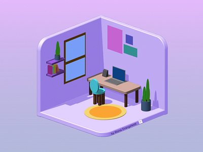 Experimenting with Spline 3D: Office Room 3d animation design experiment experimentation miniature office room software spline