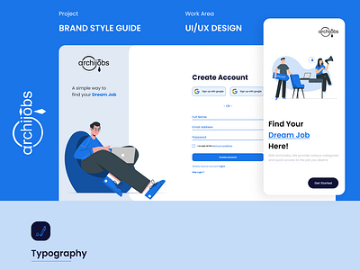 Archijobs - Brand Style Guide app appui branding design enterylevel graphic design illustration job jobportal logo mobileapp mobileappui portal typography ui ux uxui vector webdesign