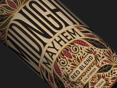 Midnight Mayhem design illustration intricate label lettering packaging typography wine