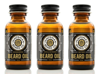 Huntsman Beard Co. beard beard oil branding label label design packaging packaging design