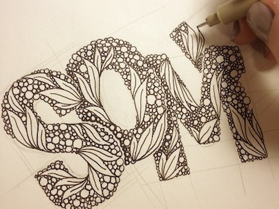 Process, process. hand drawn lettering sketch typography