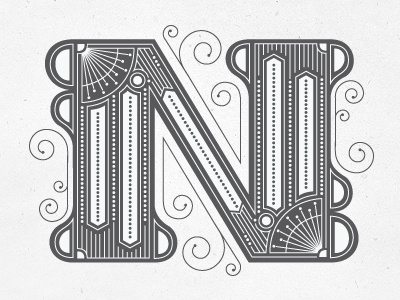 N illustration lettering typography