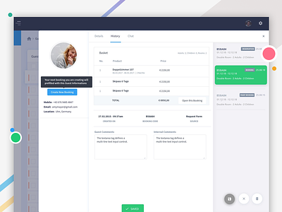 History of Bookings history ui user ux white