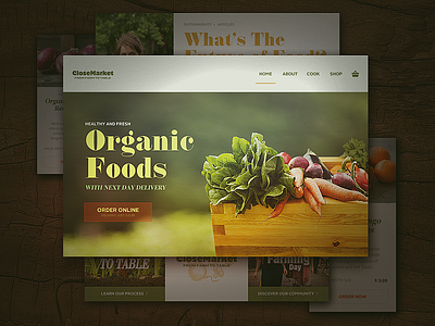 Closemarket Style Guide food landing page organic ui ux web