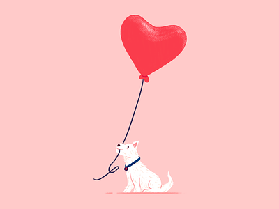 Happy Valentine's Day animal balloon day dog happy heart illustration love valentine westie