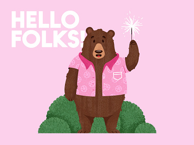 Dribbble Debut bear bush debut hello invite new shirt sparklers thanks year