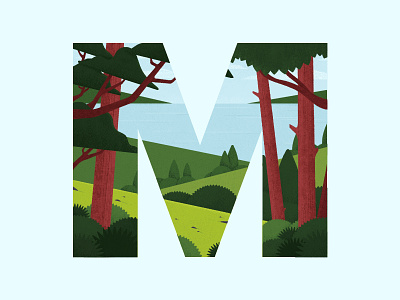 Letter M for 36 Days of Type 36 36daysoftype challenge days design green illustration landscape scenery trees type typography