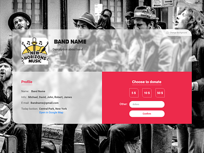 Info page band busking design music ui ux