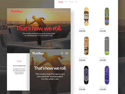 ParkSkate e-commerce store experience app experience gif interaction interface mobile prototype shop ui user ux web