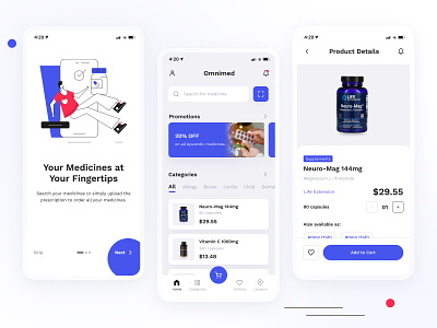 Omnimed- Medicine Delivery App app app design health healthcare healthcare app ios medical medical app medicine mobile app mobile app design mobile design mobile ui