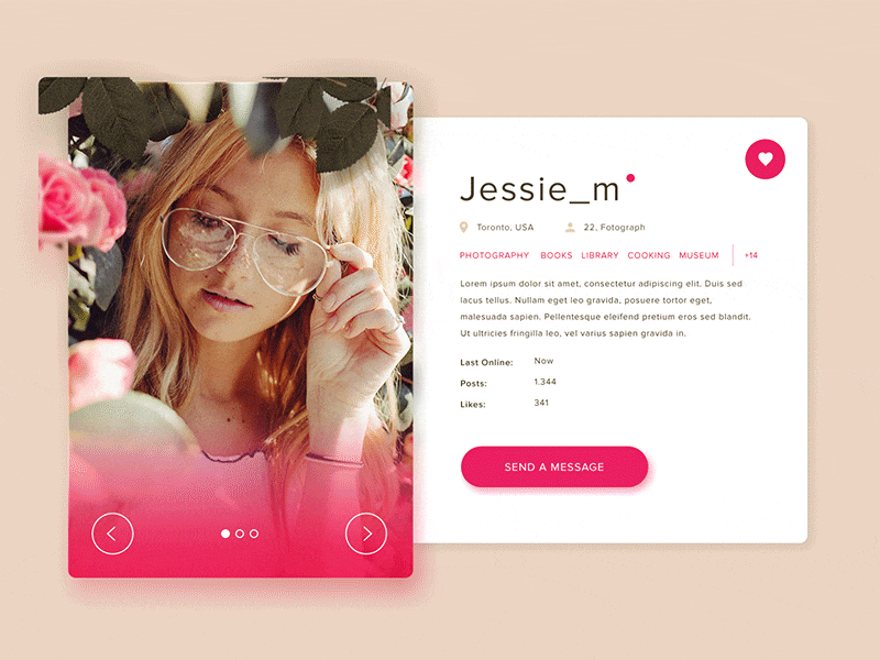 Date App app date girl interface pink roses