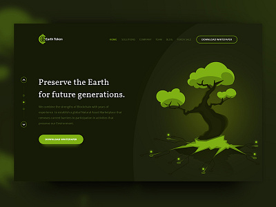 Earth Token bitcoin crypto dark earth green growth illustration nature tech technology tree website