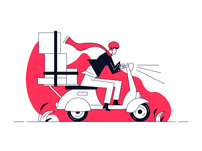 Shipment box courier delivery ecommerce flat illustration ride service shipment shipping simple web illustration