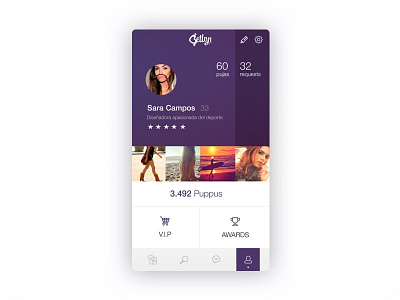 Profile screem app girl photos profile tab ui ux