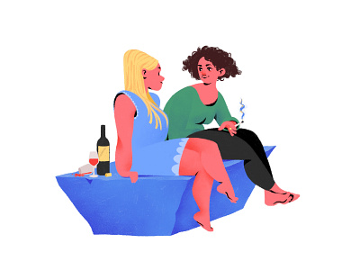 Night Talk discussion girls girls night out illustration talk wine