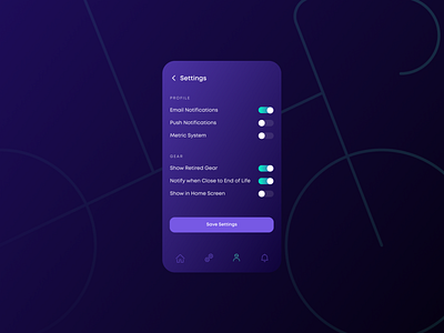 Settings - Daily UI - #7 app dailyui dark ui gradient typography ui ui design