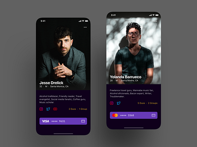 Profile Screens for Nightclub App