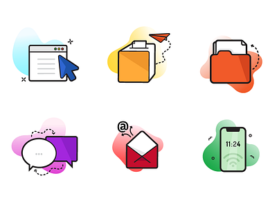 Office icons browser chat design folder icons illustration mail mobile office ui