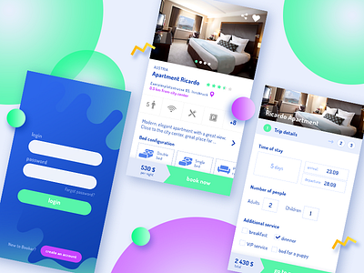 Booker App app booking color design moblie ui ux