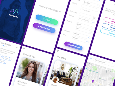 Company App app clean mobile room roommate ui ux