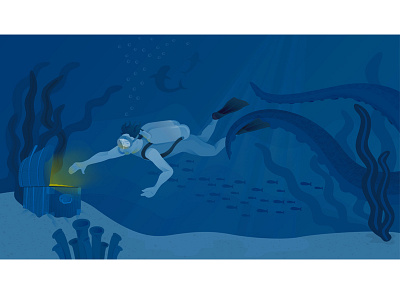 Under the sea dive deep fish illustration sea