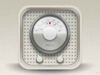 Braun radio iOS icon app application braun faux 3d icon ios iphone radio speaker