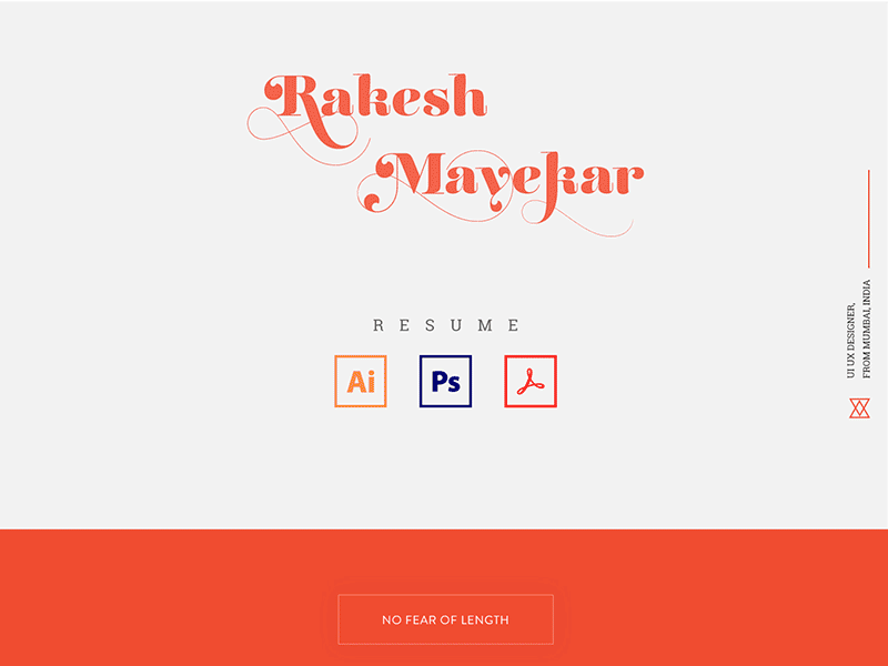 Rakesh Mayekar Resume | UI UX Designer, Mumbai clean creative cv designer freelancer portfolio resume typography ui ux webdesign website