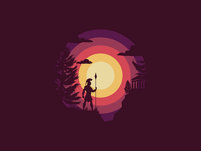 Sunsets and Silhouettes character design dribbble follow graphicdesign greek illustration logo nature shot vector