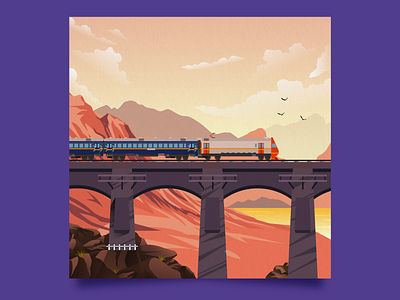 Illustration Series 2 adobe design dribbble follow graphicdesign illustration journey shot train travel vector