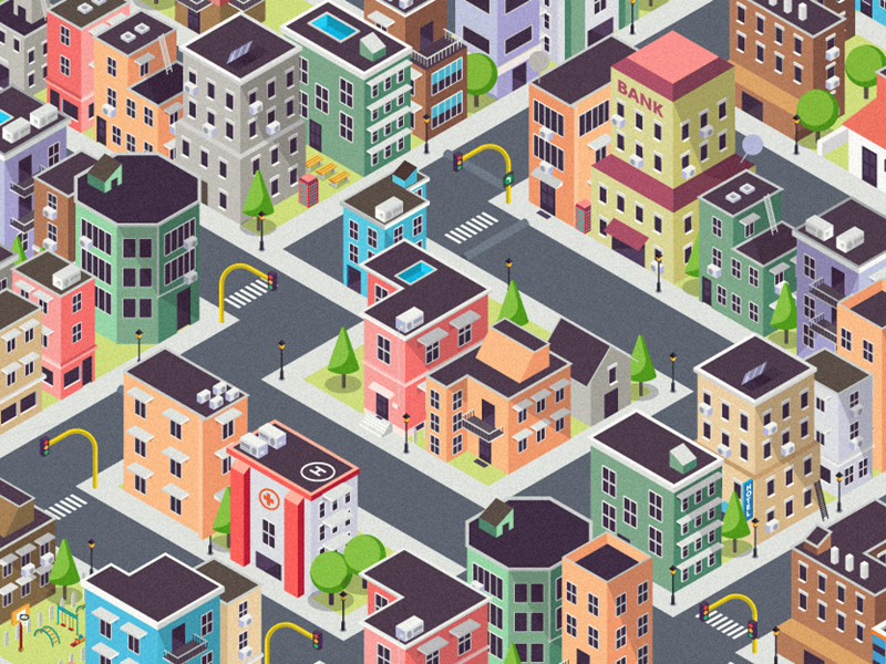 City / Township Isometric Illustraion Pt2 by Prashanth on Dribbble