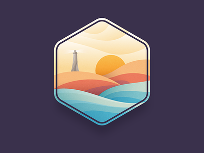 Sunset, Beachside and Lighthouse beach design followme gfxmob graphic illustration landscape logo nature shot vector