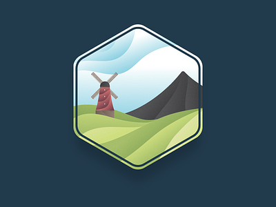 Windmills and Countryside adobe desig dribbble follow graphic illustration landscape like logo shot