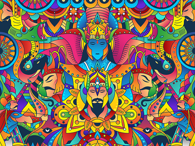 Krishna character colors design follow graphicdesign hindu hinduism illustration krishna logo mural vector